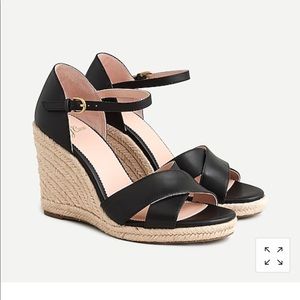 NIB J.Crew leather espadrille wedges